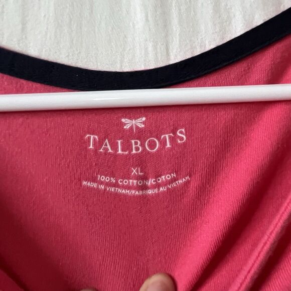 Talbots Women's Dress Size XL Short Cap Sleeve Buttons on shoulder Pink Cotton - Picture 3 of 8